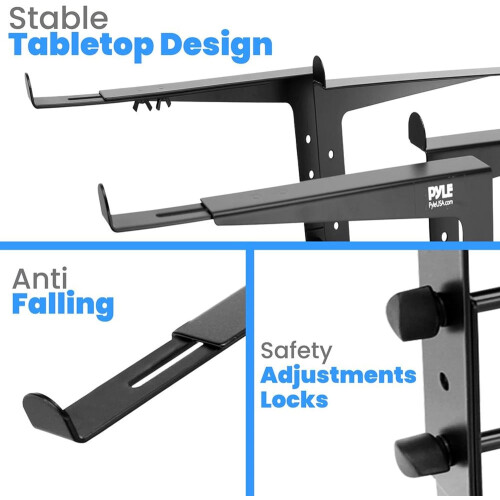 Portable Dual Laptop Stand - Standing Table with Adjustable Height, Black 2