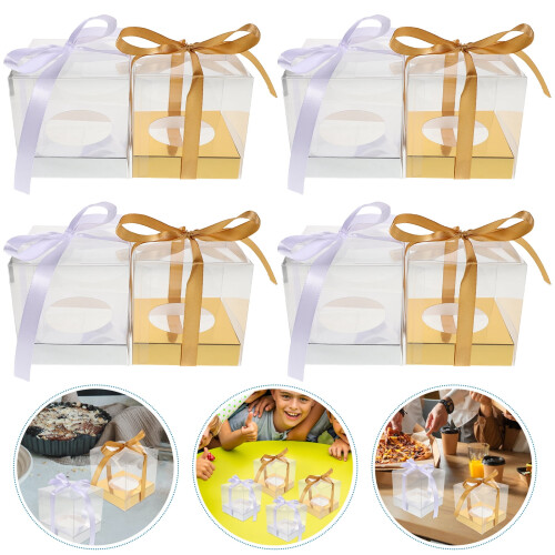 Διαφανή κουτιά για cupcakes, πολύχρωμα Pet, στεγανά, ατομικής μερίδας, για γάμο, 24 2