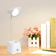 Lampe de chevet à pince blanche/bleue, lampe de bureau LED USB pour la protection des yeux avec col flexible pour dortoir/bureau/étude (15,75 x