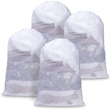 Grote waszak van mesh, 27 x 36 inch, stevig, afsluitbaar met trekkoord, machinewasbaar, voor op reis/studentenkamers/opslag – zwart (1 stuk)
