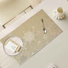 Washable Heat-Resistant Rectangle Placemats, Non-Slip Waterproof Metallic Vinyl for Indoor/Outdoor, Dining, Kitchen, Christmas – Easy Clean