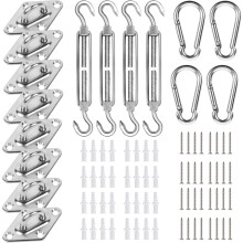 Kit de fixation pour voile d'ombrage 6" (40 pièces), robuste et résistant à la rouille, pour l'installation de voiles rectangulaires, carrées ou
