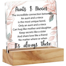 Plaque de bureau sentimentale en acrylique avec support en bois « Tante et nièce » – Cadeau souvenir, compatible avec la décoration de bureau