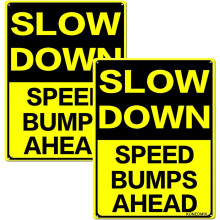 Slow Down Speed Bumps Ahead Sign Metal MPH Slow Warning Traffic Road Street Sign 12X16inch