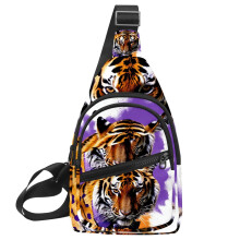 Bolsa transversal pequena unissex com estampa de tigre, ideal para viagens, uso no ombro ou como mochila.