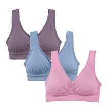 3er-Pack Damen-BH ohne Bügel, nahtloser BH in Unifarben