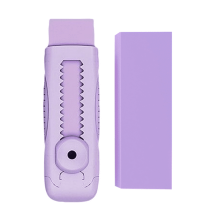 Sliding Retractable Pencil Eraser, Soft Light Purple Erasers (1+1), No Marks & Less Scrap, Compatible with Standard Pencils