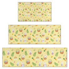 Ensemble de 3 tapis de cuisine arc-en-ciel de Pâques jaunes, 17x30 et 17x47