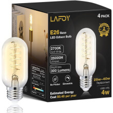 Ampoules VintaYANTON Edison 2700K, à filament spiralé dimmable E26, T45, style antique, 4W/300LM/120V, lot de 4 – Compatibles avec les douilles