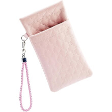 Pink double eyeglass cases with wrist strap, waterproof leather, portable & easy-open, fits 2 pairs (7.093.94 in)