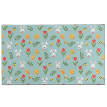 Alfombra de interior con estampado azul claro de Pascua y tulipanes, 43 x 76 cm, lavable y antideslizante, ideal para entrada, cocina y baño.