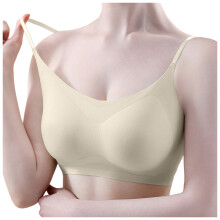 BHs für Damen, bequemer, nahtloser, rückenfreier BH mit verstellbaren Trägern für optimalen Halt und Sport-BHs für Damen, Beige, Größe L