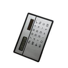 Calculadora solar portátil del tamaño de una tarjeta de crédito, pantalla de 8 dígitos, plástico ABS ligero para uso en el hogar y la escuela.