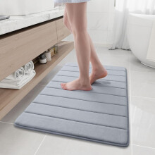 Tapis de bain en mousse à mémoire de forme, 90 x 61 cm, ultra doux, antidérapant, absorbant et lavable en machine, gris