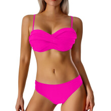 Naisten bikinisetit, hapsureunuksilla ja kankaalla varustettu bikinirintasarja suorituskykyyn ja ranta-asuihin, naisten bikinit, pinkki, 2XL