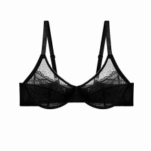 Lunera Spitzen-BH für Damen, dünnes Mesh, gerafft, volle Abdeckung, Push-up-Stütze, ohne Bügel, bequem, Sport-BH für Damen, Schwarz, 40G