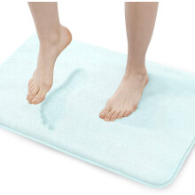 Tapis de bain extra épais en mousse à mémoire de forme 51 x 81 cm, bleu spa, antidérapant, absorbant, en velours doux, lavable en machine