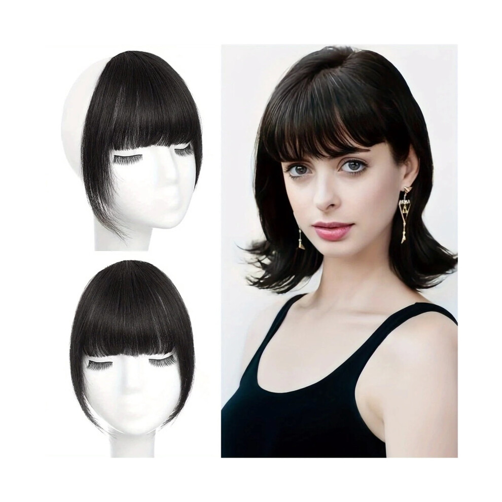 French Style Air Bangs Clip In Bangs Temples Hairpieces with Sideburns Straight Human Hair Daily Wear and Traceless Hairdressing