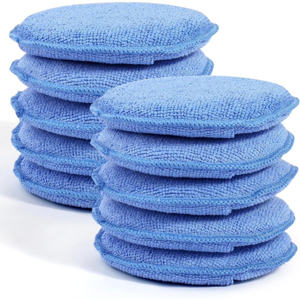 10 Pack Wax Applicator Pads, Microfiber Applicator Pad With Finger Pocket, Foam Car Wax Applicator Pad For Car Cleaning And Polishing (Blue) Blue 9071309051735