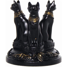 Support en résine pour sphère de cristal représentant le chat Bastet égyptien