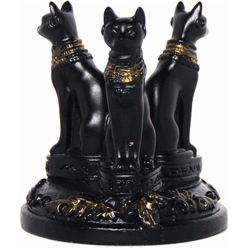 Support en résine pour sphère de cristal représentant le chat Bastet égyptien