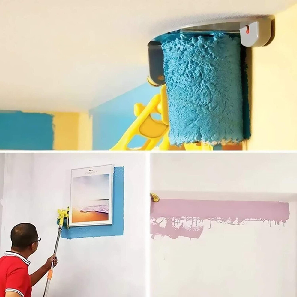 Multifunctional Hand-Held Paint Edger Roller Brush Combo Kit With Replacement Rollers Â Compatible With Indoor/Outdoor Walls, Ceilings 9071309052688
