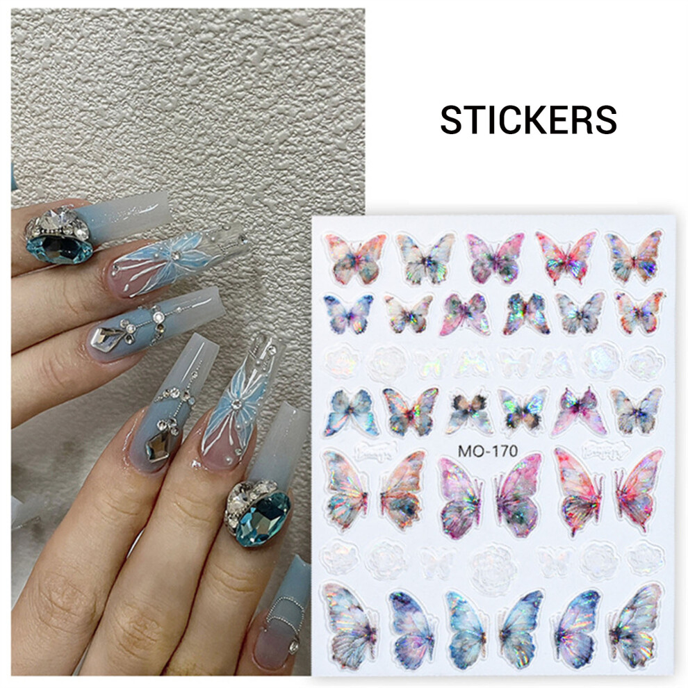 Penghui-Toys (Mo-170) 5D Butterfly Nail Stickers - Self Adhesive Nail Art