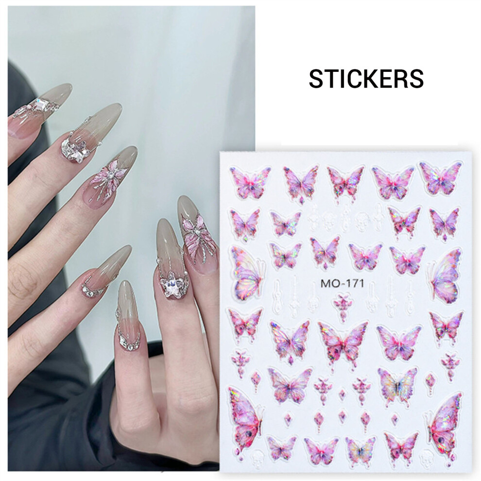 Penghui-Toys (Mo-171) 5D Butterfly Nail Stickers - Self Adhesive Nail Art