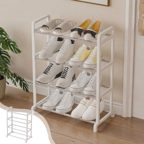 Étagère à chaussures blanche à 4 niveaux