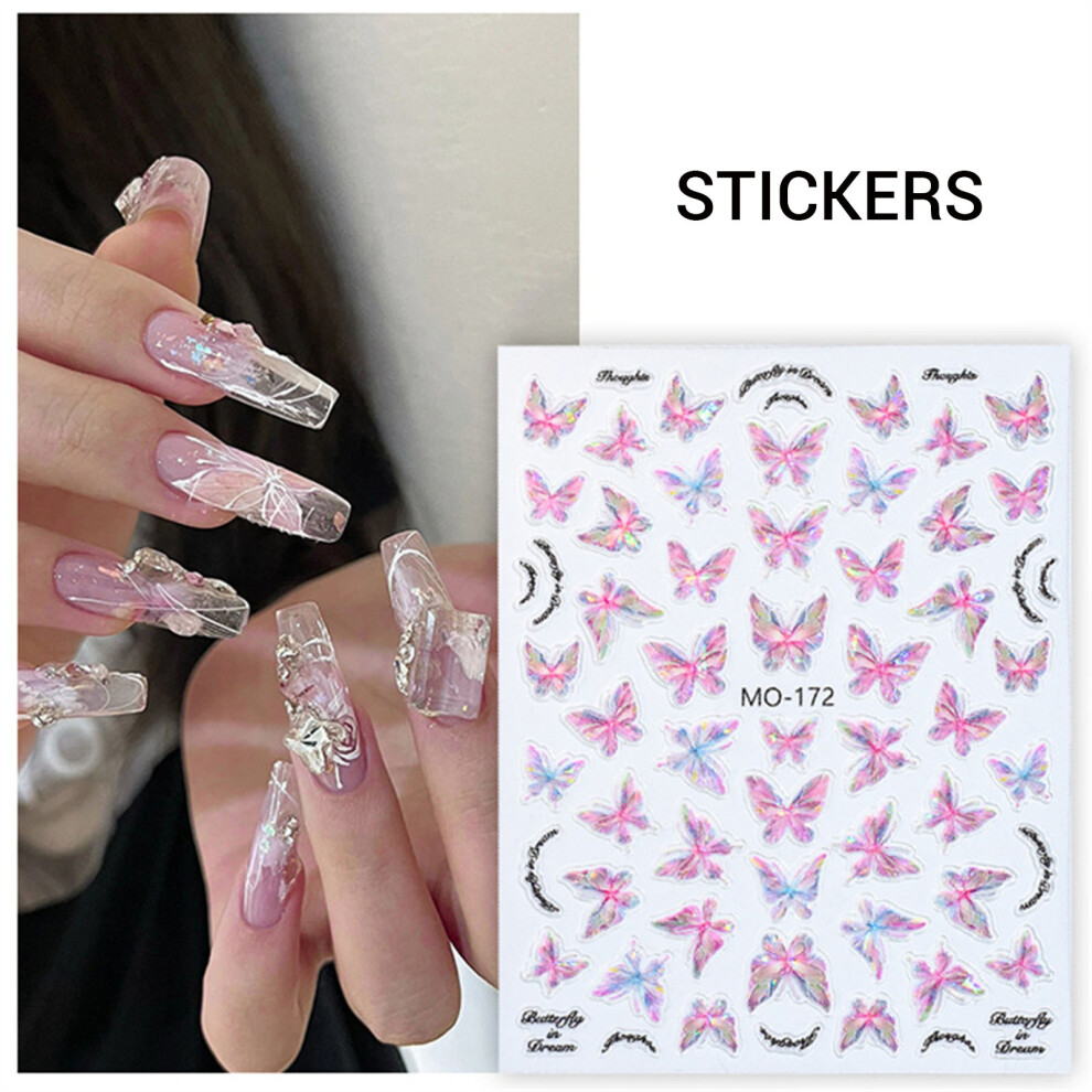 Penghui-Toys (Mo-172) 5D Butterfly Nail Stickers - Self Adhesive Nail Art