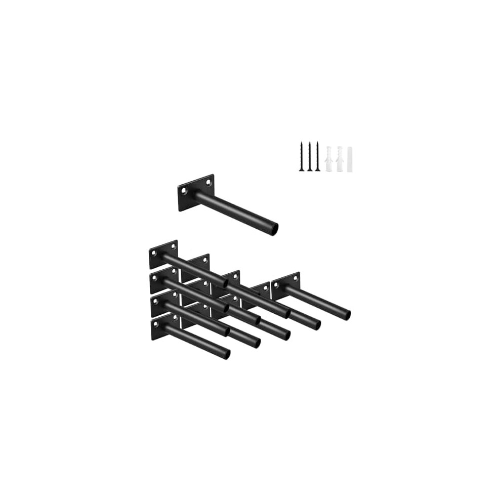 12 Pcs 4" Black Steel Floating Shelf Brackets Â Hidden Blind Supports For Wood Shelves, W/ Screws & Wall Plugs 9071309054163