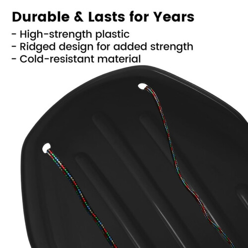 Heavy Duty Snow Sled 4ft Black Plastic 300lb Capacity 2