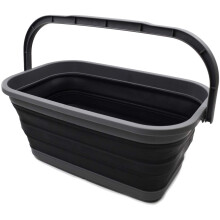 SAMMART 11.6L (3.06 Gallon) Collapsible Rectangular Handy Bucket (Grey/Black, 1)