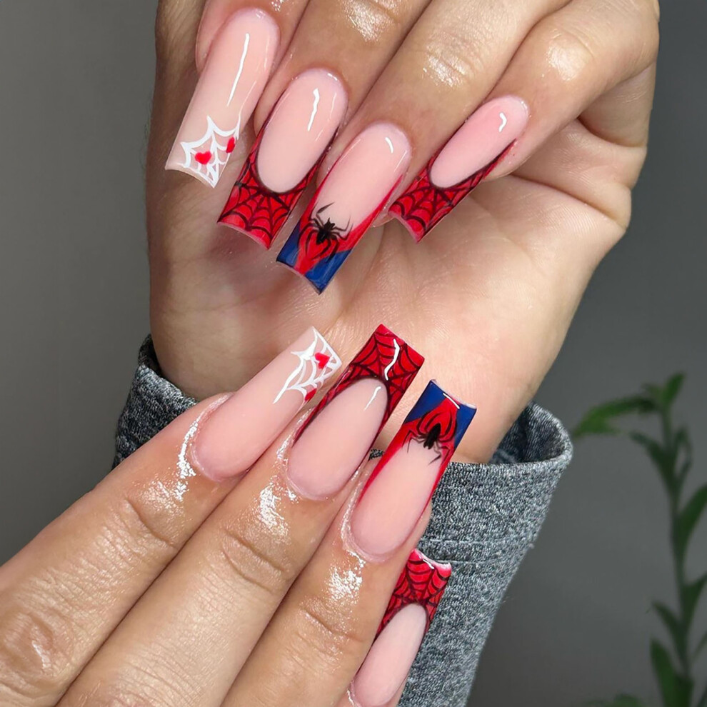 Penghui-Toys Halloween Spiderweb Press-On Nails For Girls