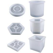 Juego de 3 moldes de silicona para posavasos y macetas de resina