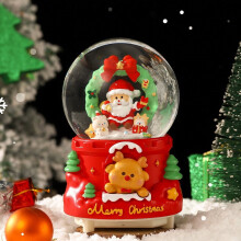 Globo di neve luminoso con carillon e ornamento di cristallo a forma di Babbo Natale, 6,3 pollici
