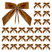 24PC Christmas Decorations Holiday Decorations Small Velvet Bows For Wreath Wrapping Wedding Party Tie Bows For Candy Home,Brown,Christmas