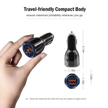 Fast Car Charger USB for iPhone 15/14/13/12/11 Pro Max X XR XS 8 Plus 6s & iPad, Compatible with Two Devices, Portable, Black