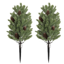 2-Pack Artificial Cedar Topiary Trees - 23.62x15.75Inch Potted Shrubs for Indoor & Outdoor Front Door Decoration