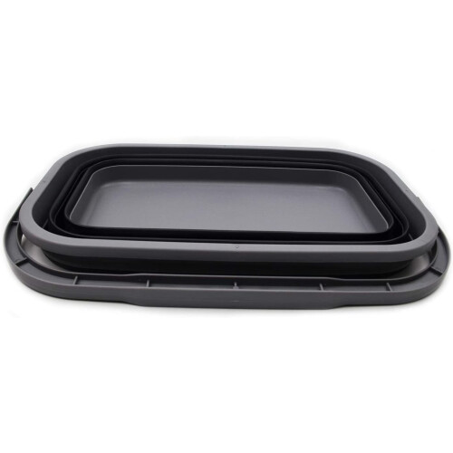 SAMMART 11.6L (3.06 Gallon) Collapsible Rectangular Handy Bucket (Grey/Black, 1) 1