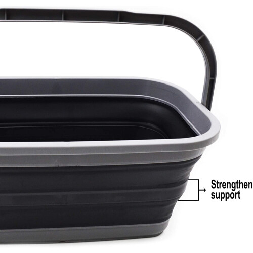 SAMMART 11.6L (3.06 Gallon) Collapsible Rectangular Handy Bucket (Grey/Black, 1) 2