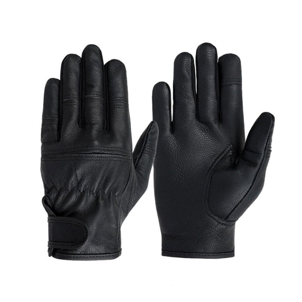 Retro Leather Safety Gloves Touch Thermal Insulated With Quick Release Strap For Outdoor Work And Riding Black 9083649332023