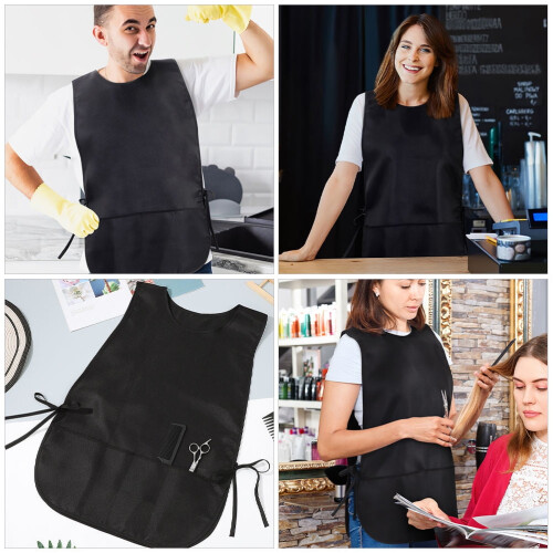 Breathable Black Work Apron, Vest Style with Pockets for Kitchen Tasks 2