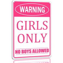 Girls Only Metal Sign Funny No Trespassing No Boys Allowed Tin Signs Pink Wall Decor For Bar Daughter Bedroom Door 8x12 Inch