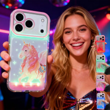 LED Bowknot Phone Case with Built-in Light, Compatible with iPhone X/11/12/13/14/15/16/17, Fashion Flash Protective Cover