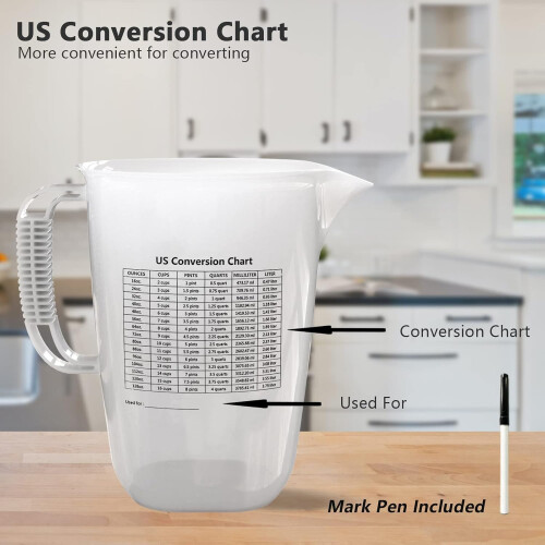Cupán Tomhais Gloine Borosilicate 1000ml 3 Scála 2
