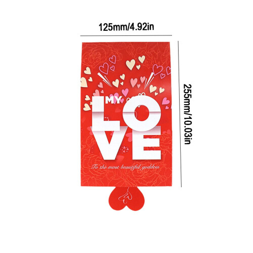 Valentine's Day Red Envelope with Pull-Out Heart Design for