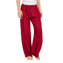 Girl Pants - Teen Girls Linen Pants Lightweight Summer Loose Fit Elastic Waist Casual Playwear - Girls Clothes,Color:01 Red,Size:6-7 Years