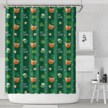 Duschdraperi med texten "St. Patrick's Day and Get Lucky", 225 x 180 cm, vattentät och tvättbar badrumsdekorationsset med 12 krokar