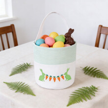 Osterhasen-Tragetasche für Kinder – Pastellfarbener Osterkorb, Aufbewahrung für Süßigkeiten und Eiersuche, besticktes Design, geeignet für